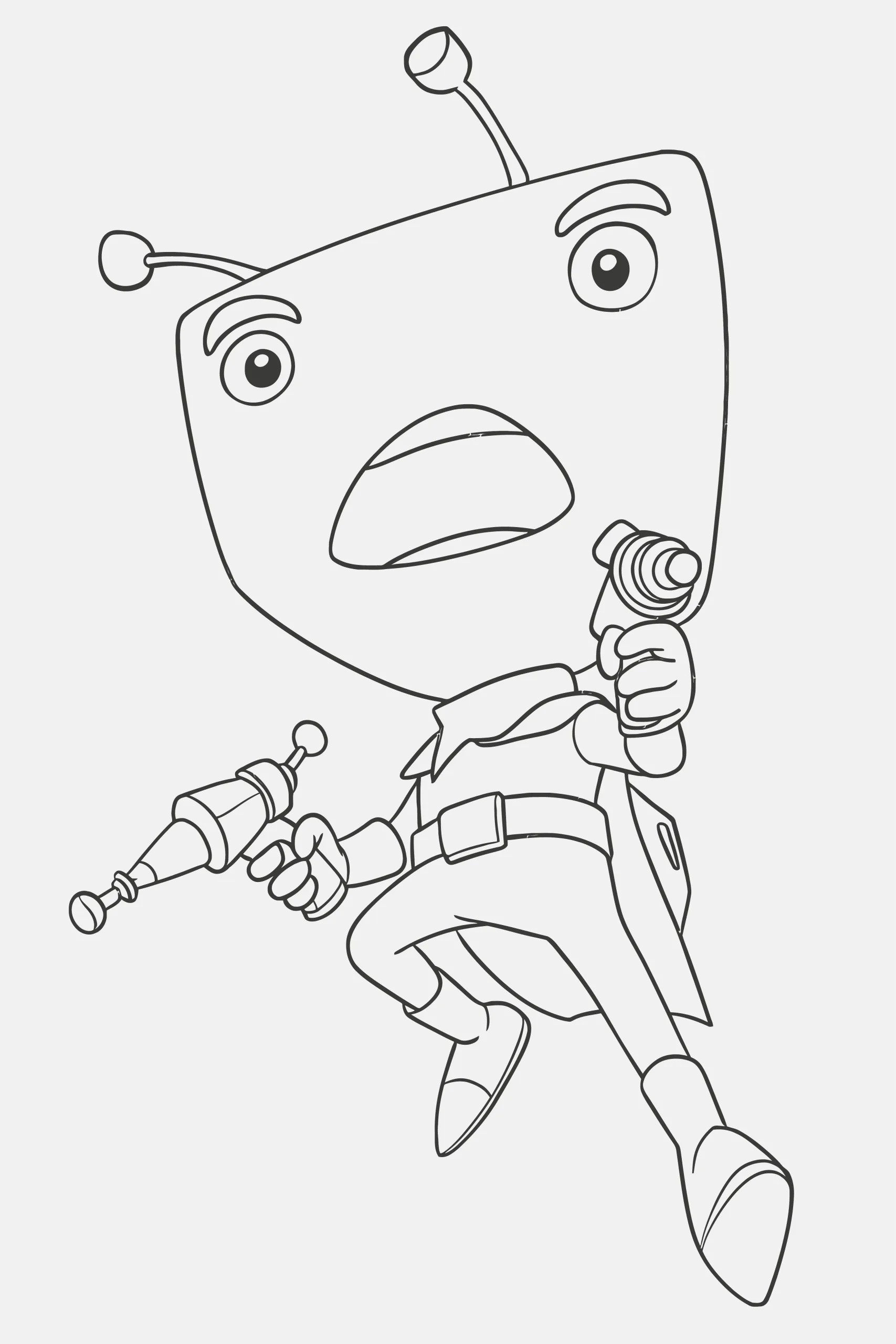 Gambar Mewarnai Adu Du Memegang Pistol