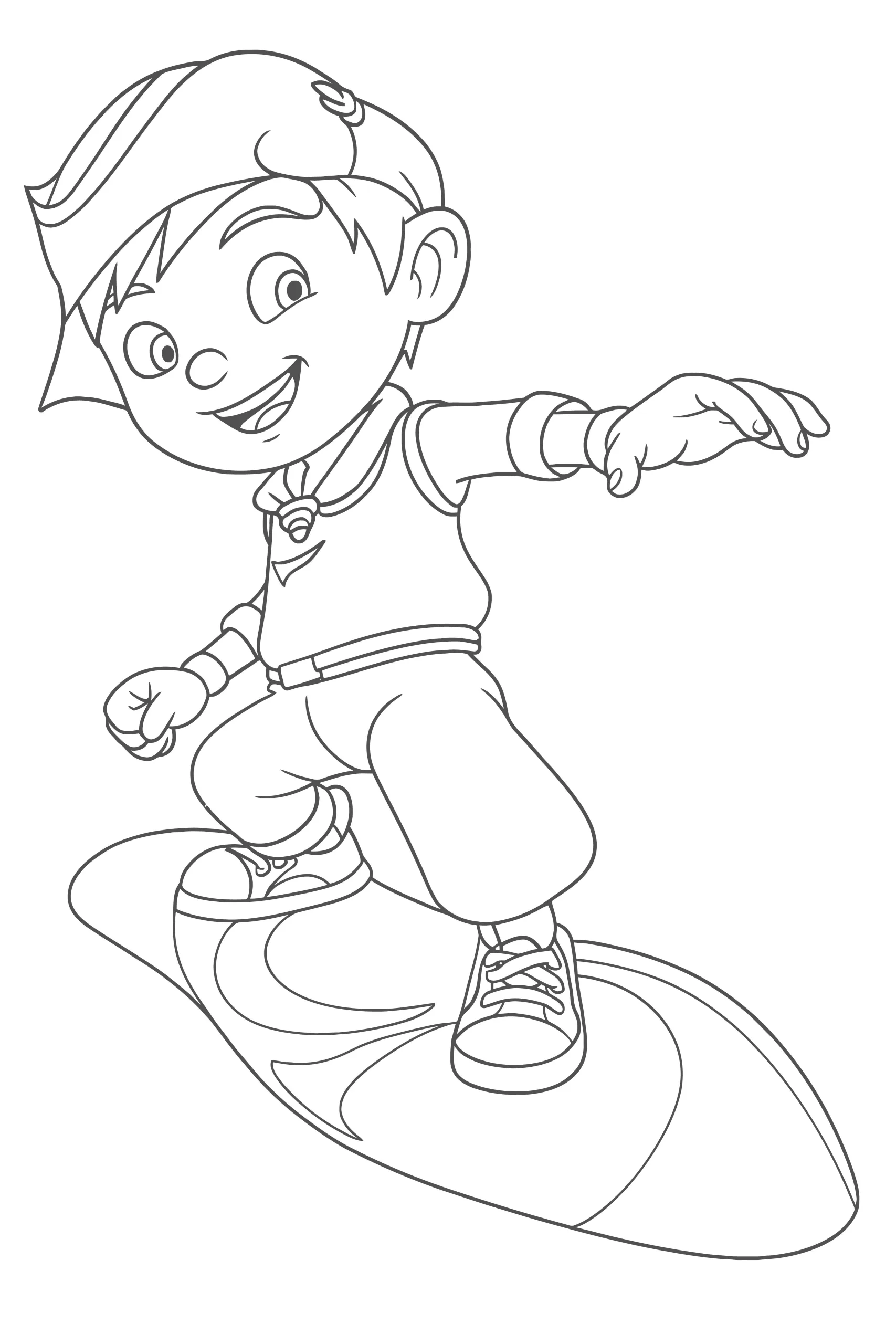 Gambar Mewarnai Boboiboy Angin Naik Skateboard