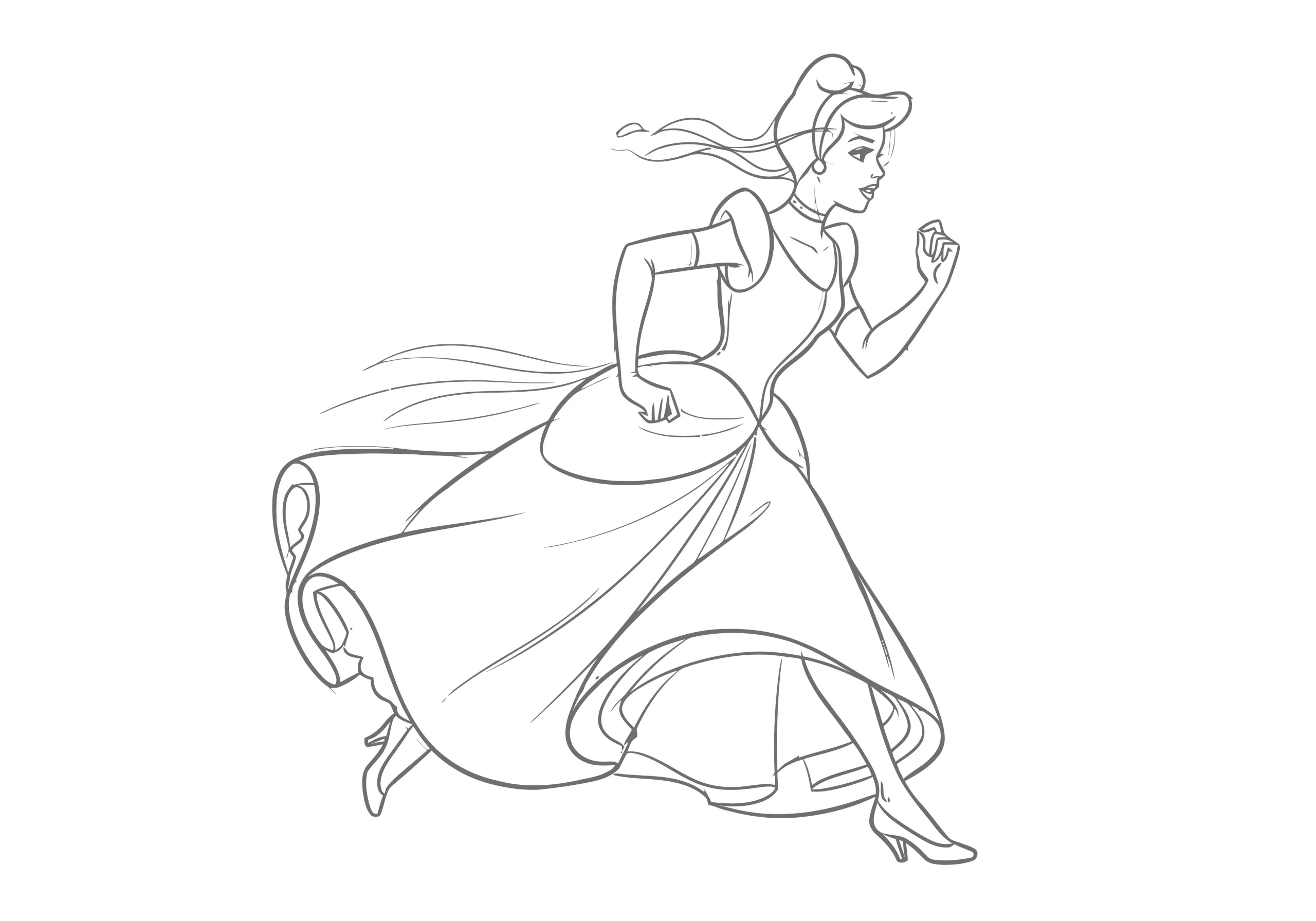 Gambar Mewarnai Cinderella Berlari