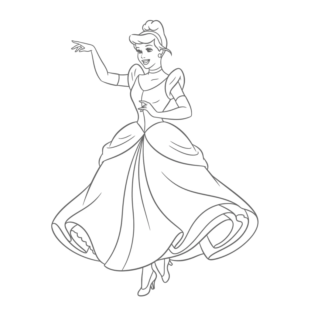 Gambar Mewarnai Cinderella Menari