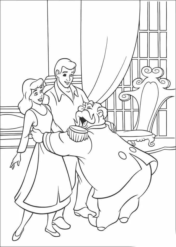 Gambar Mewarnai Cinderella Pangeran dan Raja
