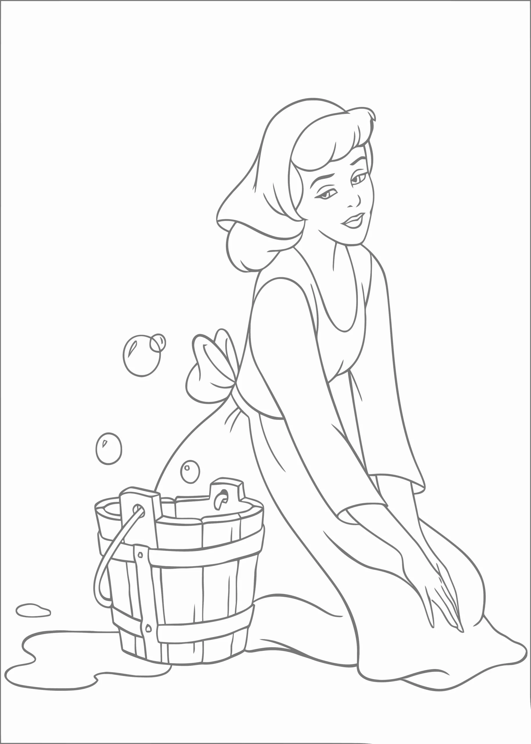 Gambar Mewarnai Cinderella Sangat Sedih