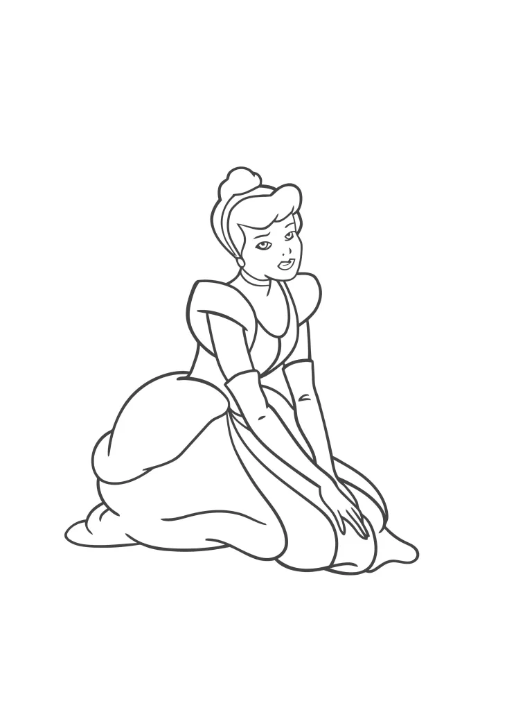 Gambar Mewarnai Cinderella Sedih