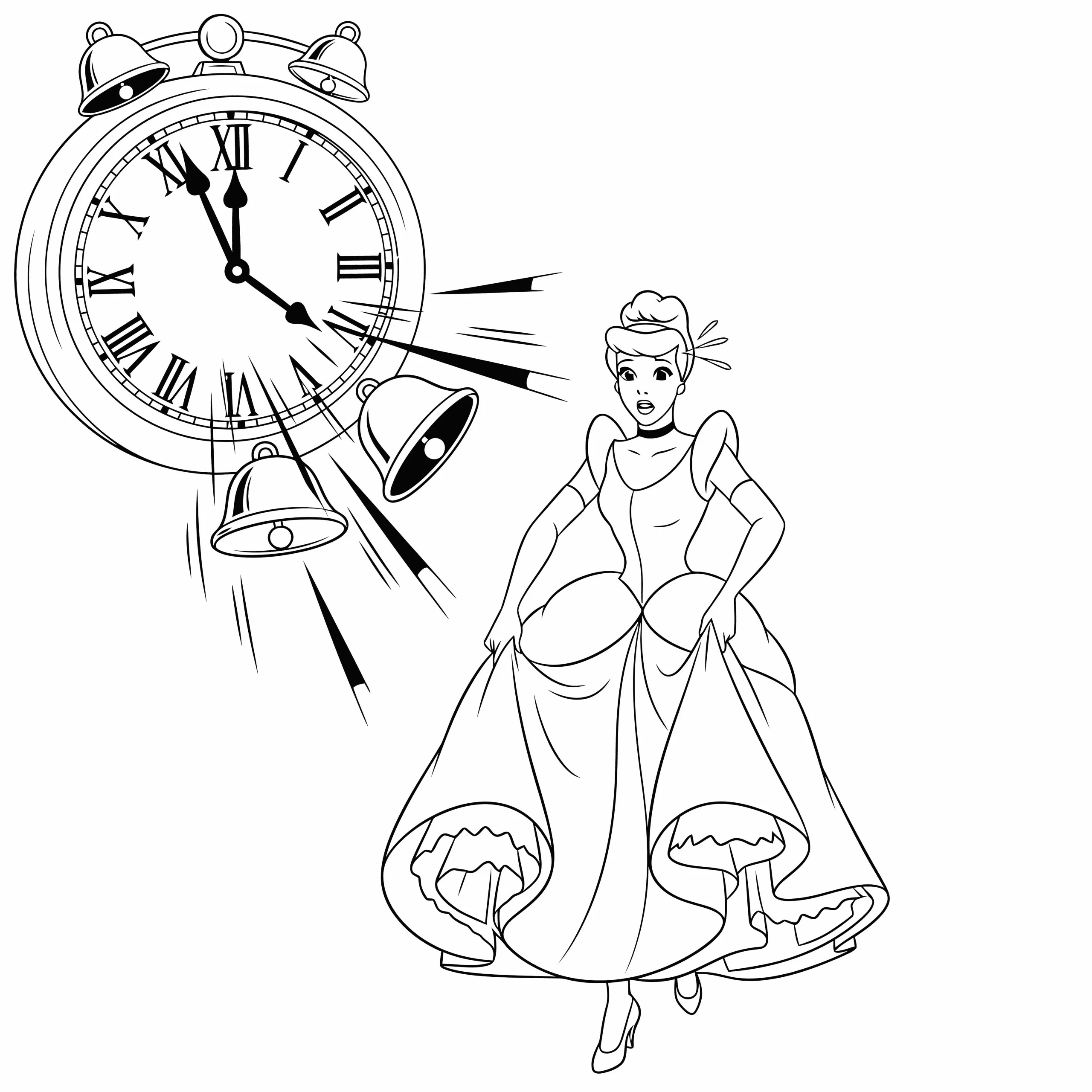 Gambar Mewarnai Cinderella Waktu Habis