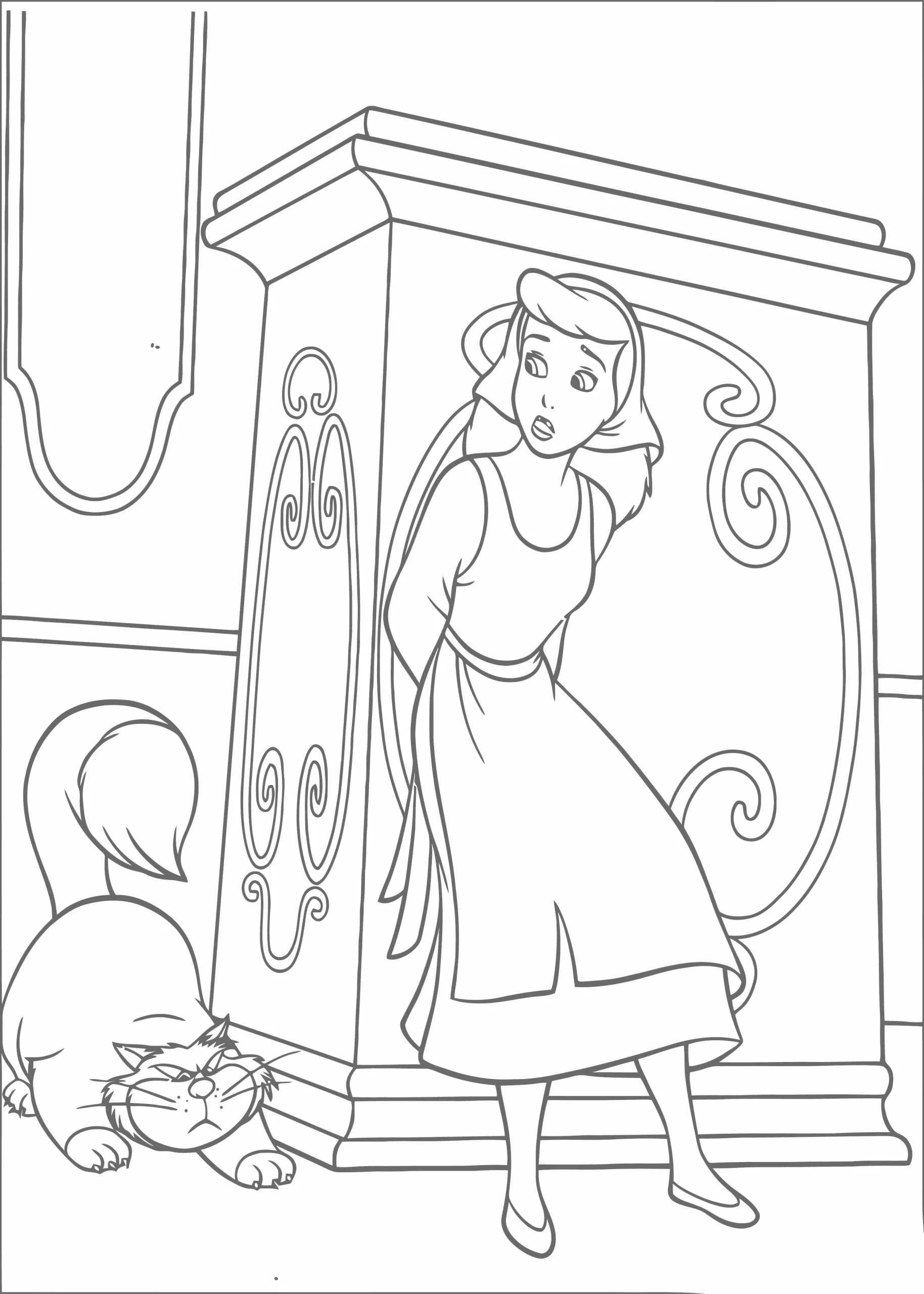Gambar Mewarnai Cinderella dan Lucifer