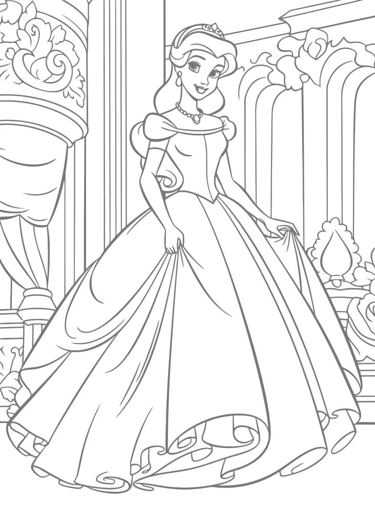 Gambar Mewarnai Cinderella di Istana