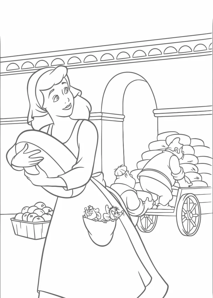 Gambar Mewarnai Cinderella di Pasar