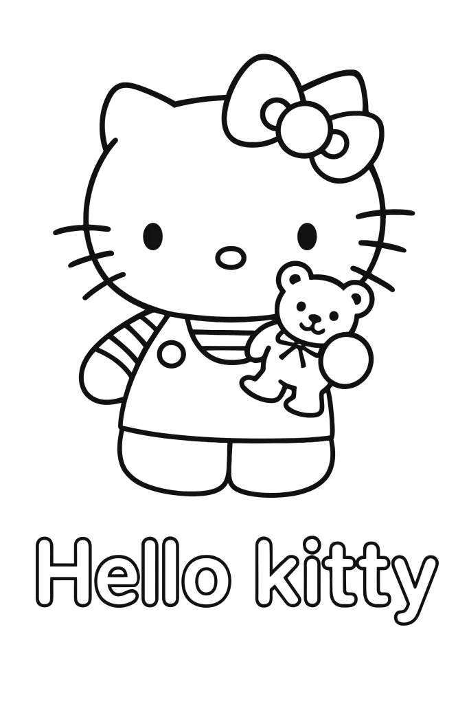 Gambar Mewarnai Hello Kitty