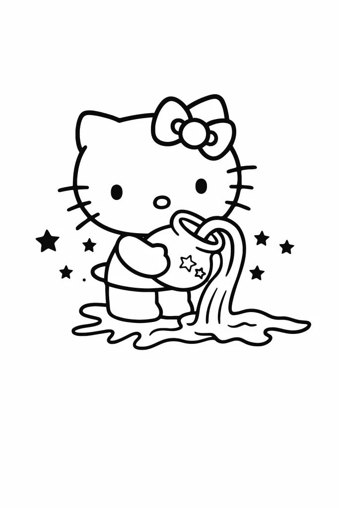 Gambar Mewarnai Hello Kitty Bermain Air