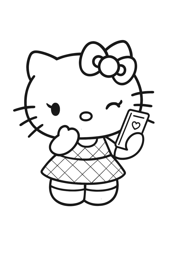 Gambar Mewarnai Hello Kitty Dandan