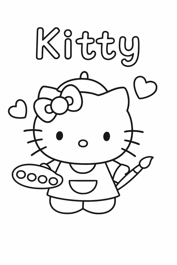 Gambar Mewarnai Hello Kitty Melukis