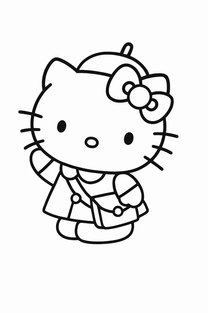 Gambar Mewarnai Hello Kitty Memakai Tas