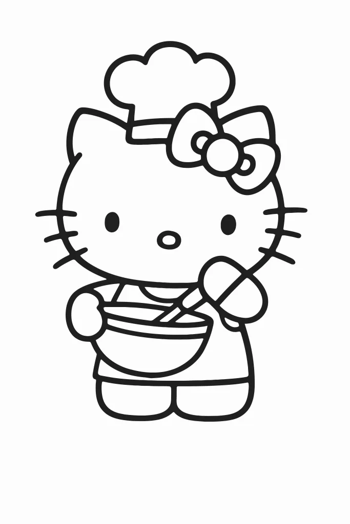 Gambar Mewarnai Hello Kitty Memasak