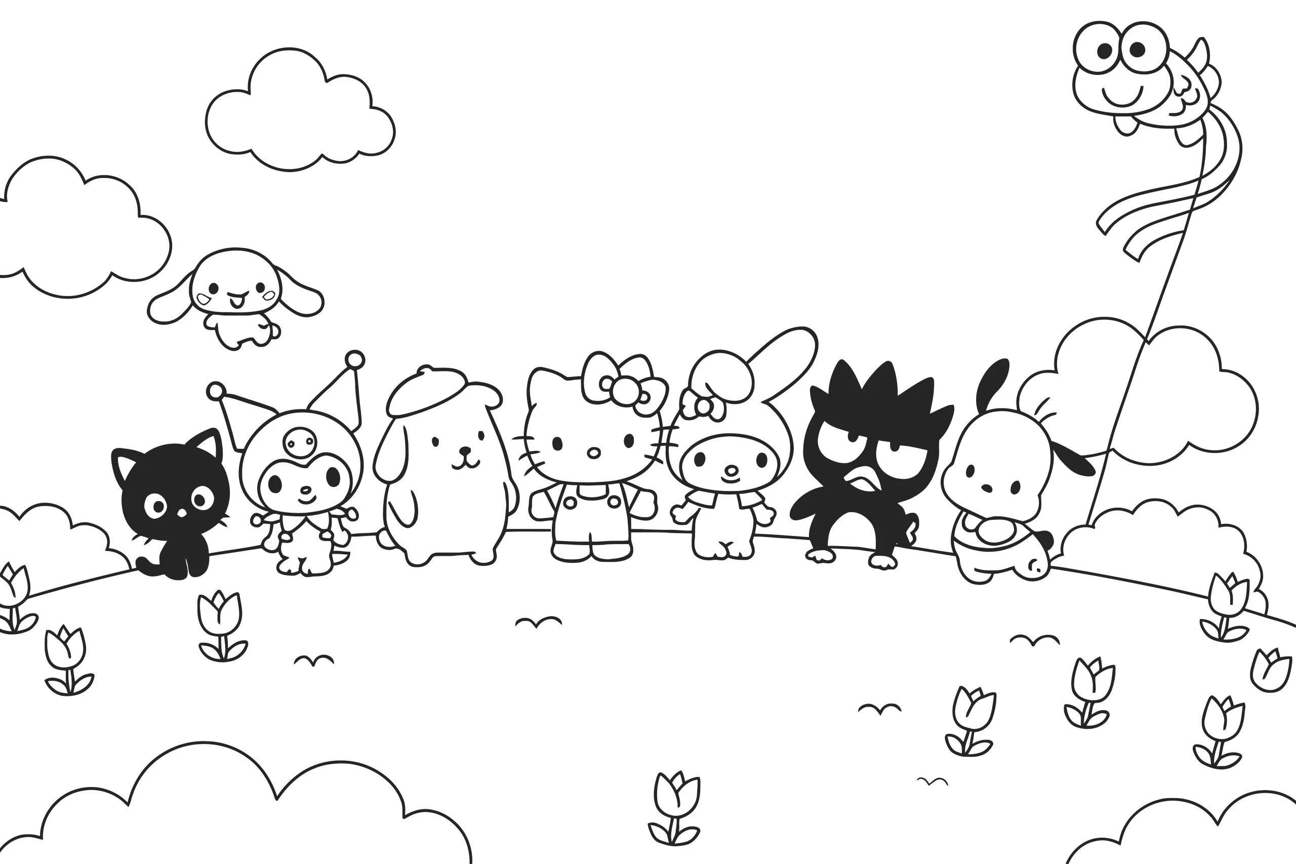 Gambar Mewarnai Hello Kitty dan teman Teman