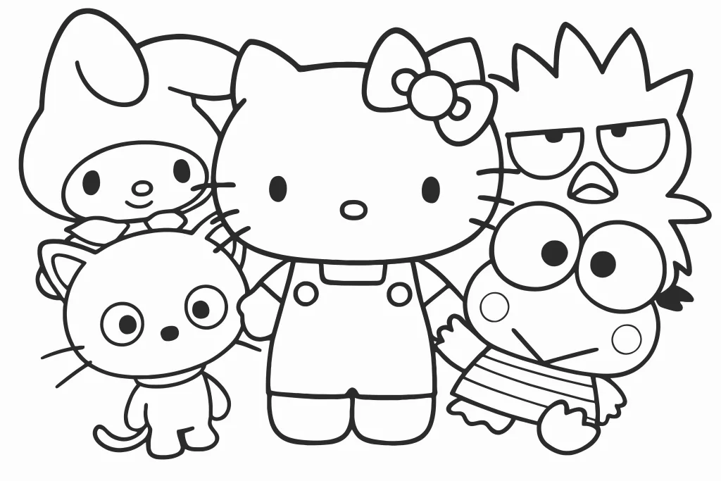 Gambar Mewarnai Kawan Kawan Hello Kitty