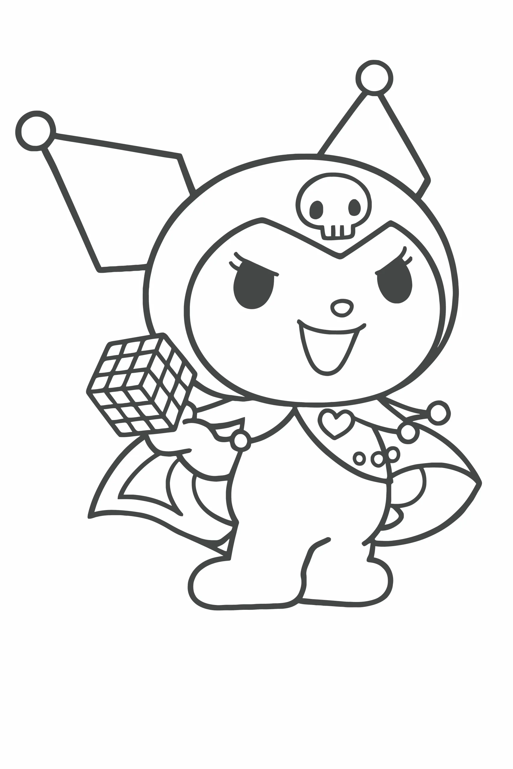 Gambar Mewarnai Kuromi Bermain Rubik