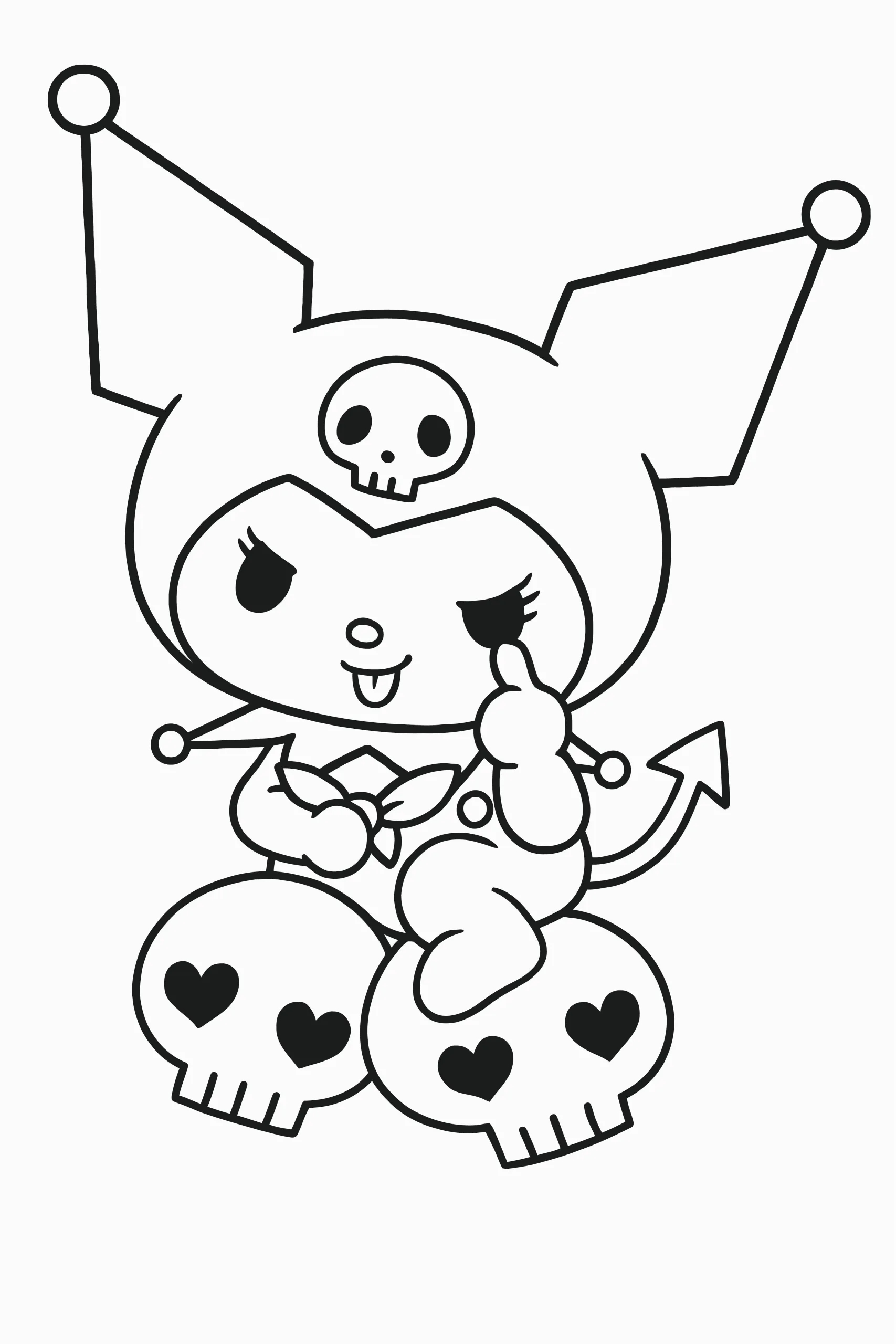 Gambar Mewarnai Kuromi Naik Tengkorak