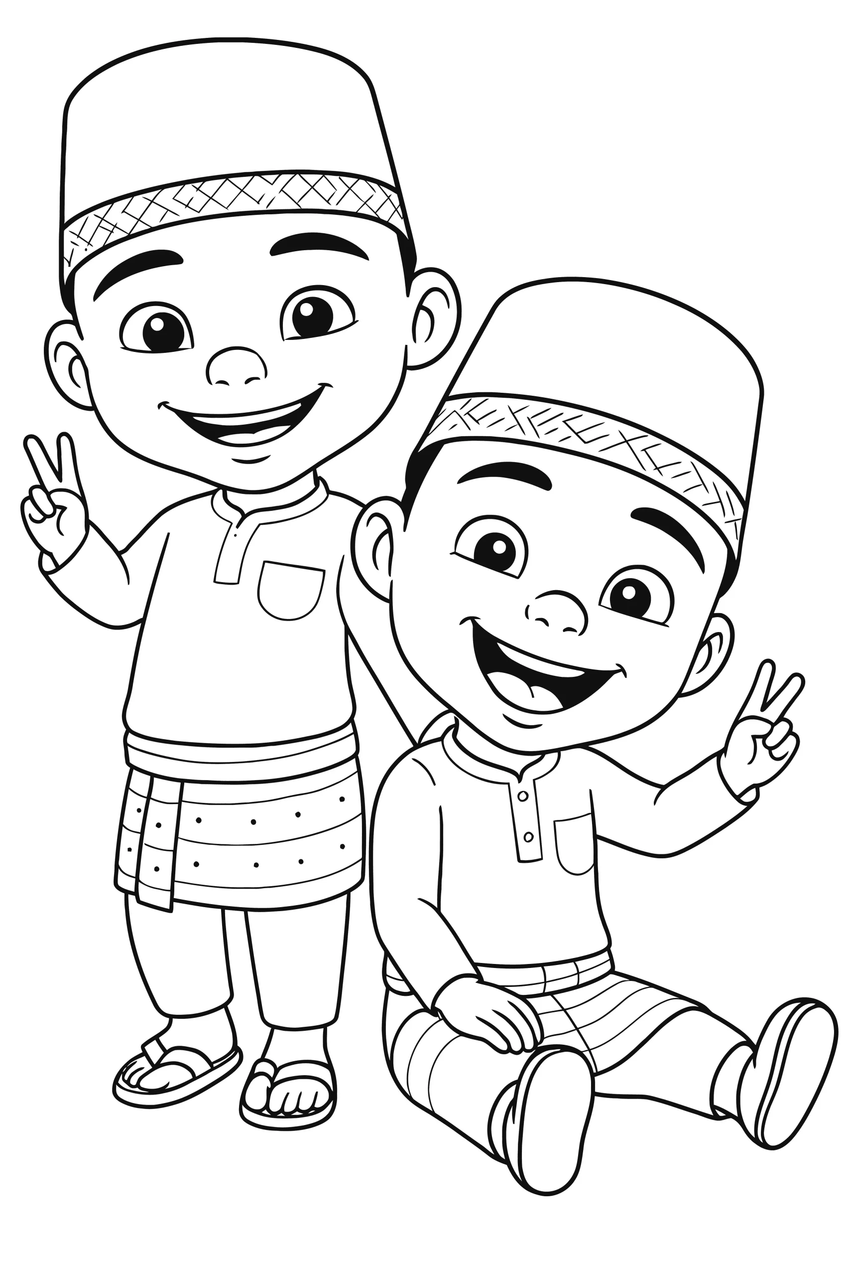 Gambar Mewarnai Upin Ipin Baju Melayu