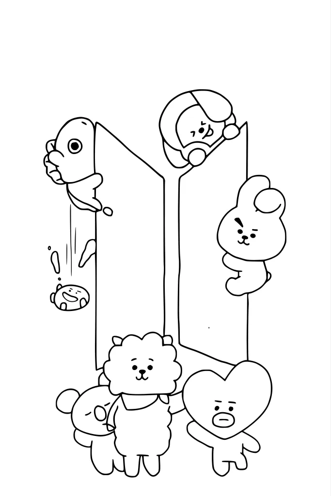 Gambar Mewarnai BT21 dan Icon BTS