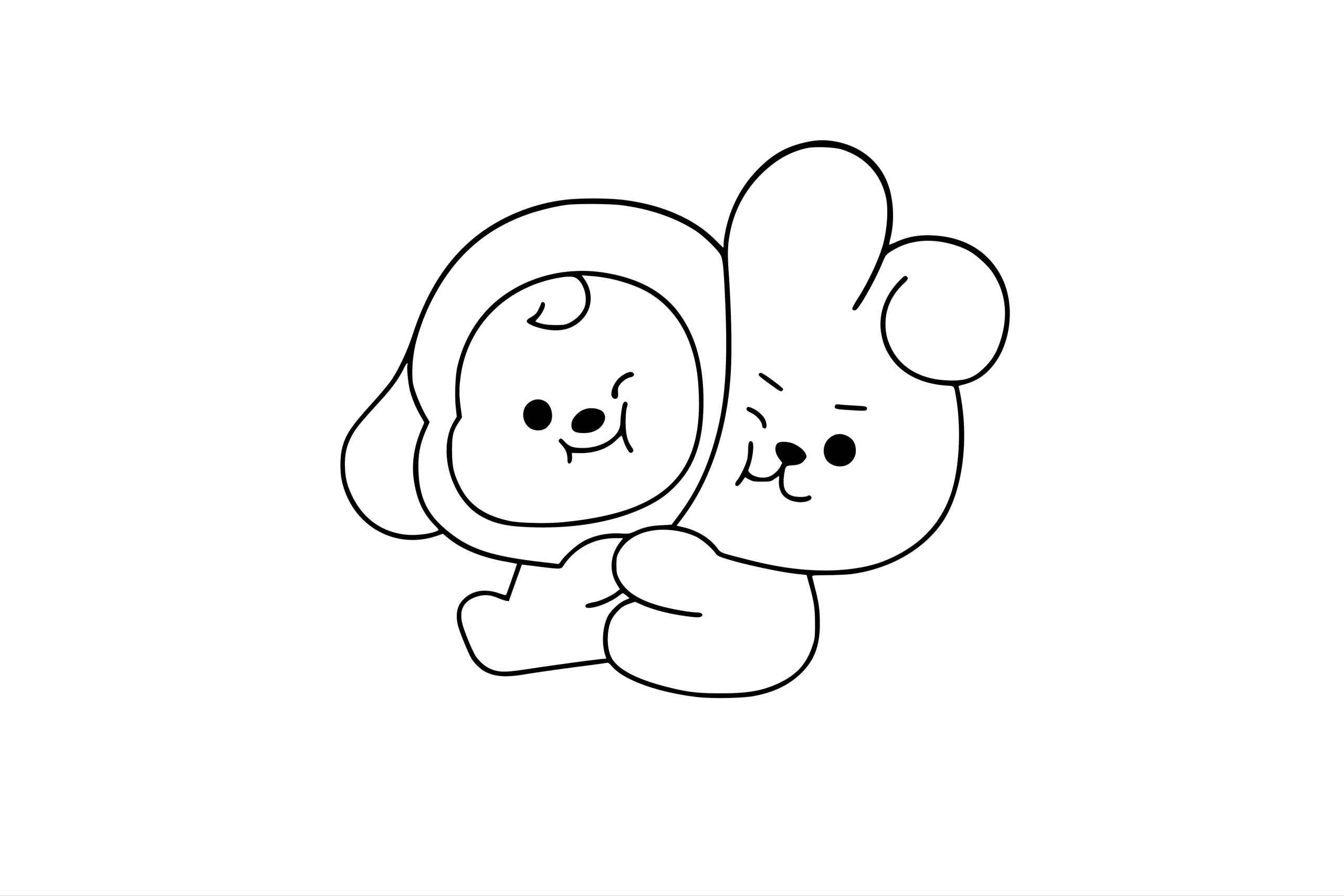 Gambar Mewarnai Chimmy dan Cooky Berpelukan