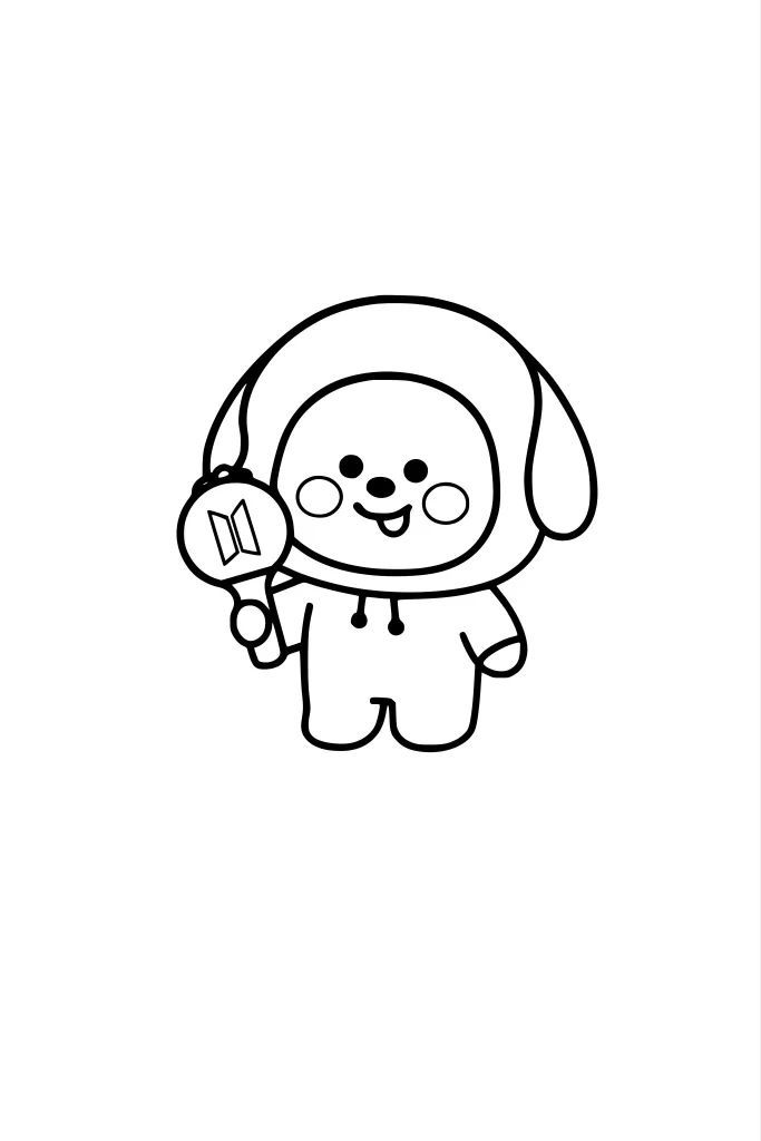 Gambar Mewarnai Chimmy dan Lightstick BTS