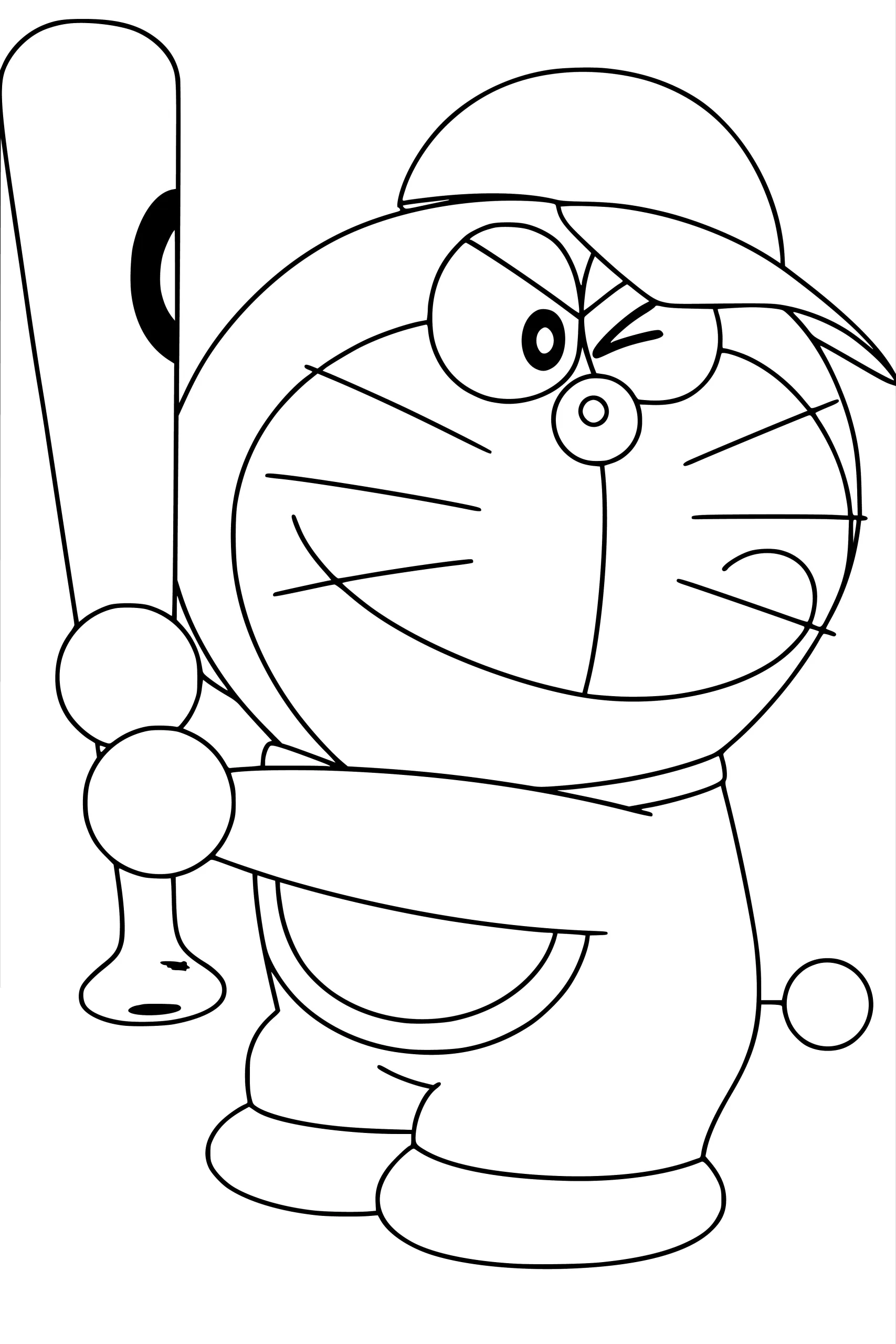 Gambar Mewarnai Doraemon Bermain Bisbol