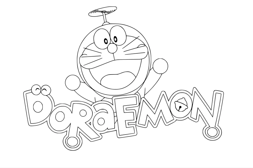 Gambar Mewarnai Doraemon Gembira