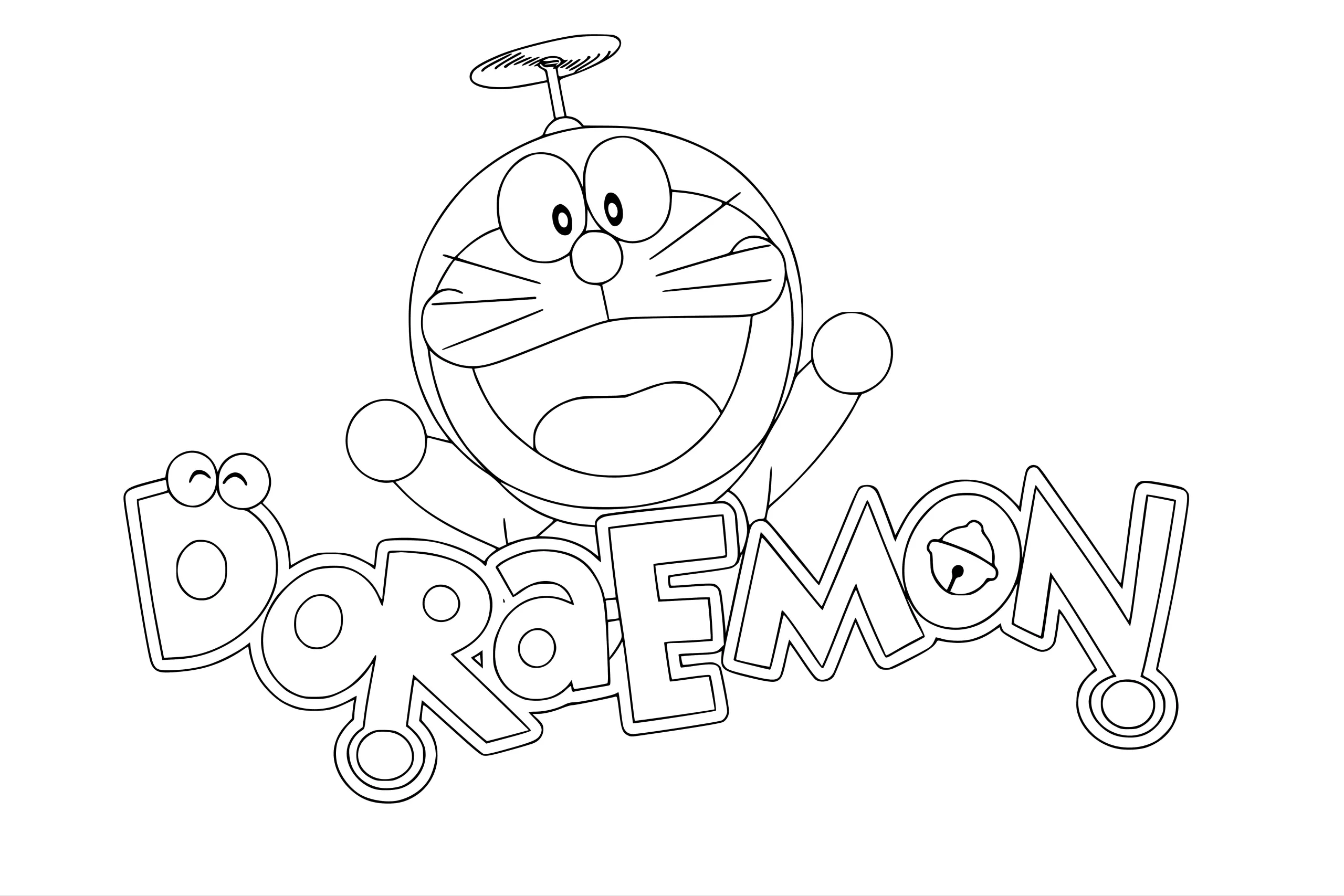 Gambar Mewarnai Doraemon Gembira