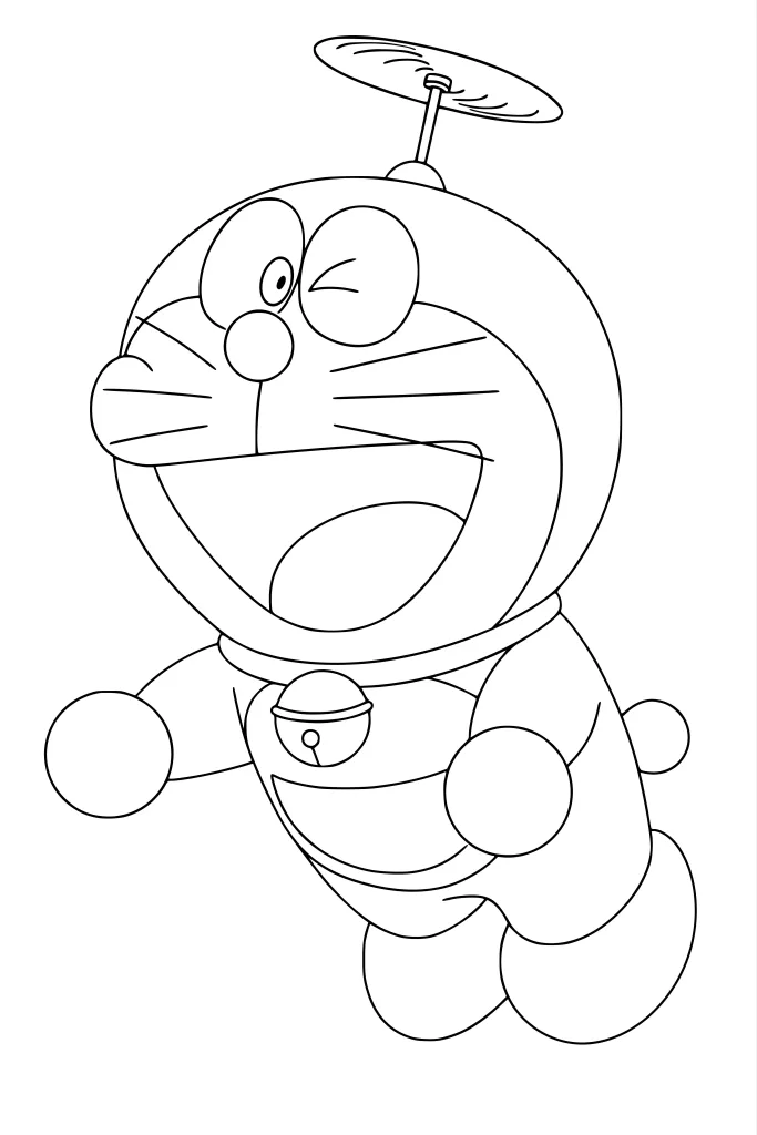 Gambar Mewarnai Doraemon dan Baling Baling Bambu