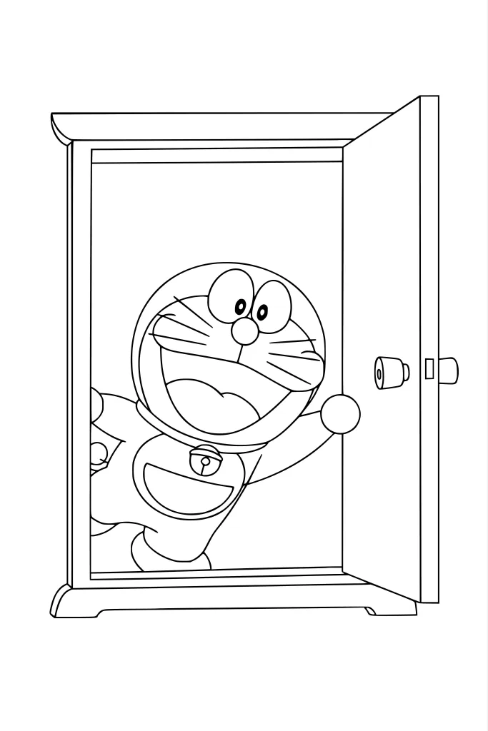Gambar Mewarnai Doraemon dan Pintu Kemana Saja
