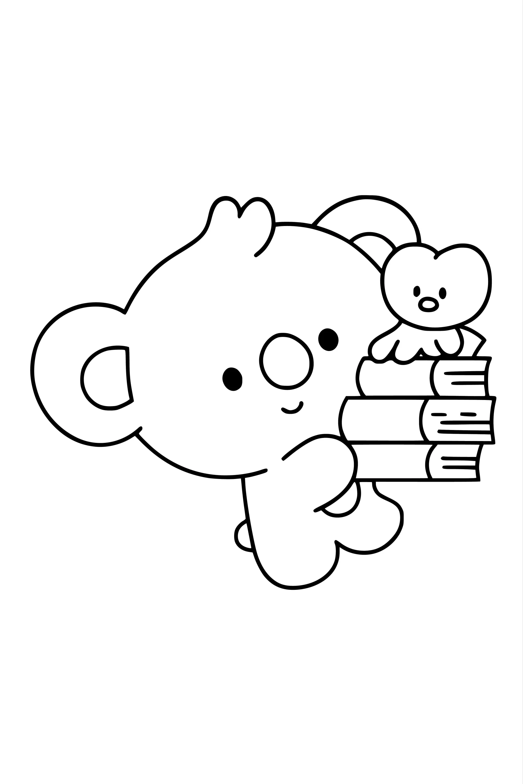 Gambar Mewarnai Koya BT21 Membawa Buku