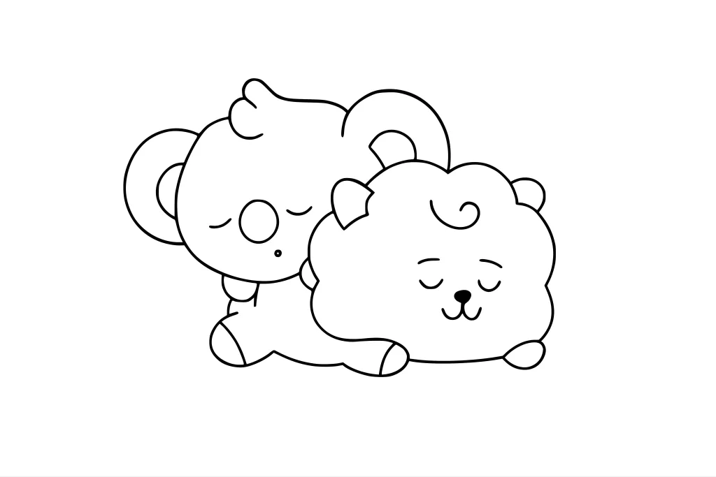 Gambar Mewarnai Koya dan RJ Tidur