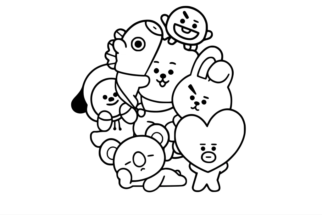 Gambar Mewarnai Kumpulan Karakter BT21