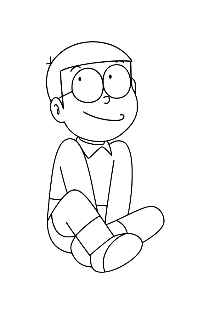 Gambar Mewarnai Nobita Melamun