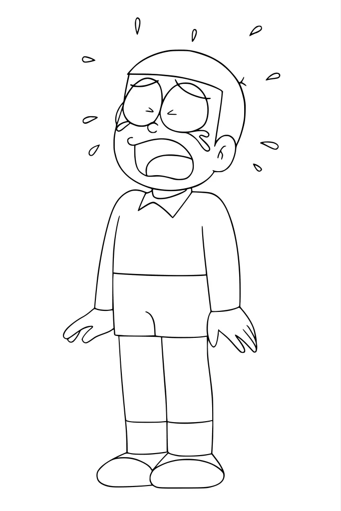 Gambar Mewarnai Nobita Menangis