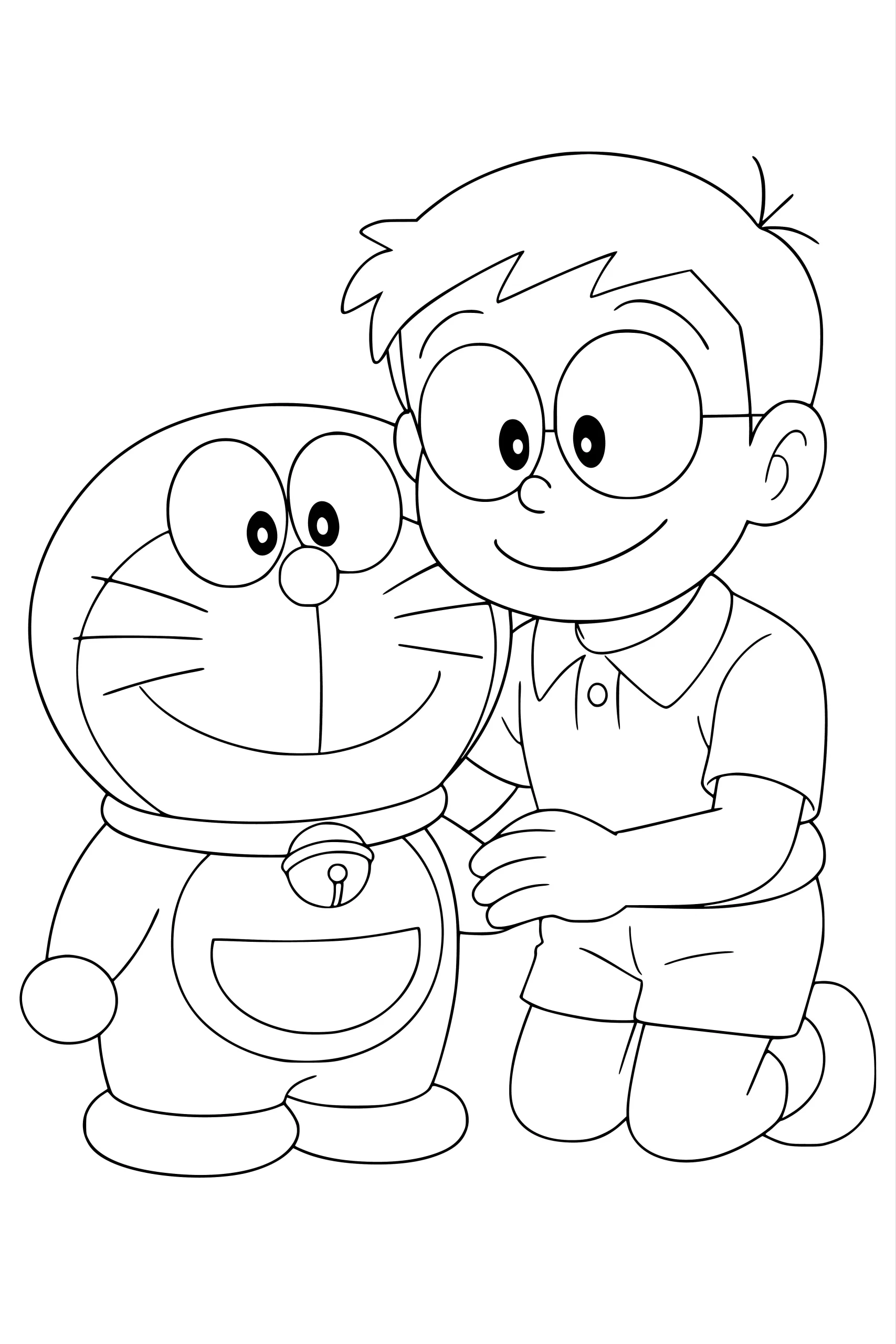 Gambar Mewarnai Nobita dan Doraemon