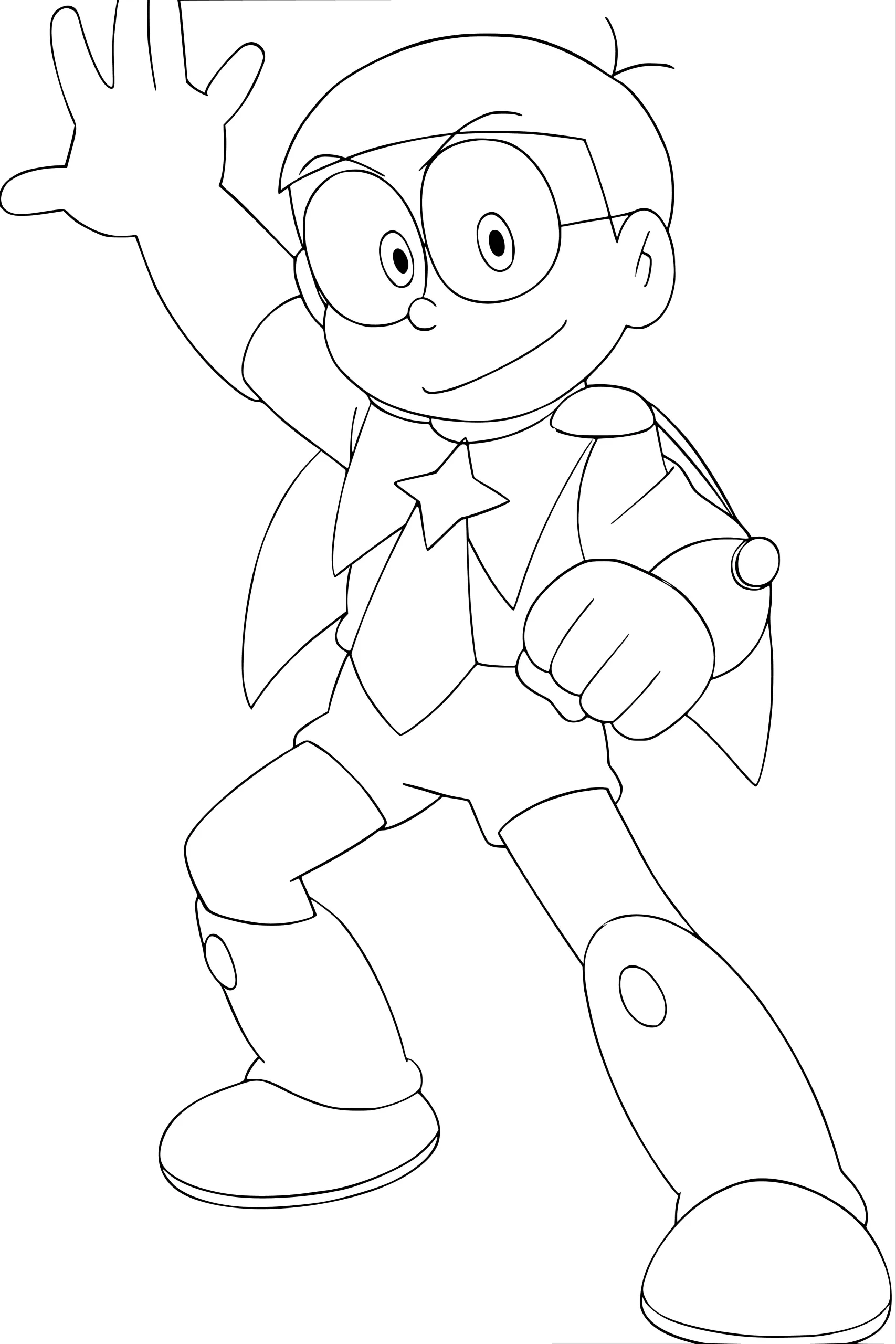 Gambar Mewarnai Nobita dengan Jubah Keren