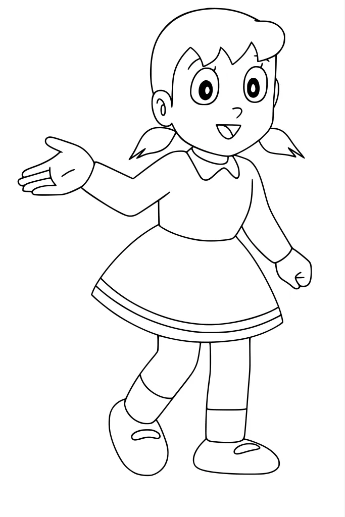 Gambar Mewarnai Shizuka Bejalan