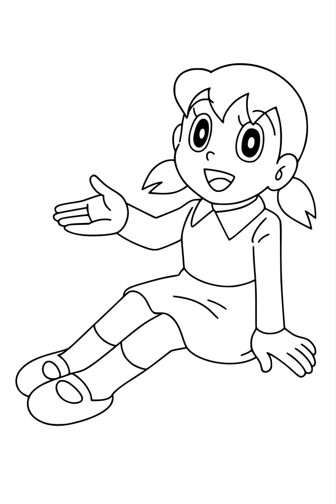 Gambar Mewarnai Shizuka Duduk