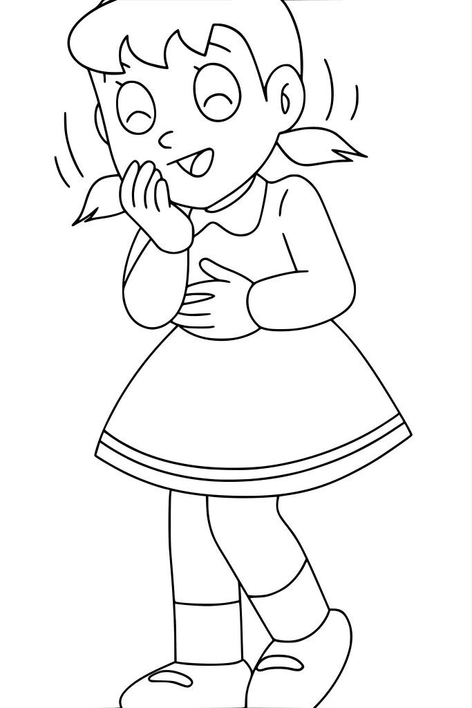 Gambar Mewarnai Shizuka Tertawa