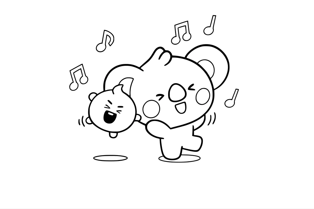 Gambar Mewarnai Shooky dan Koya Bernyanyi
