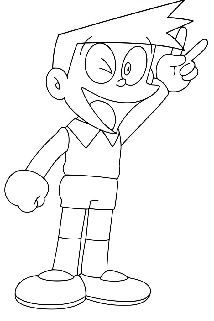 Gambar Mewarnai Suneo Angkat Tangan