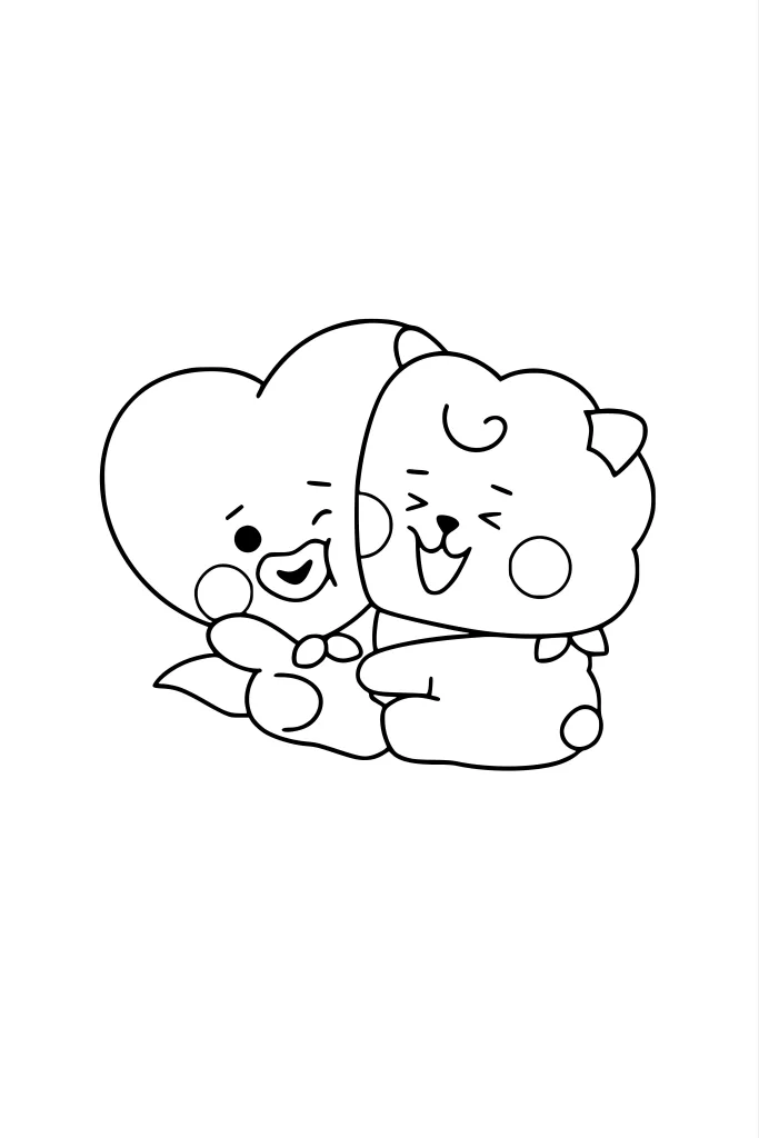 Gambar Mewarnai Tata dan RJ Berpelukan