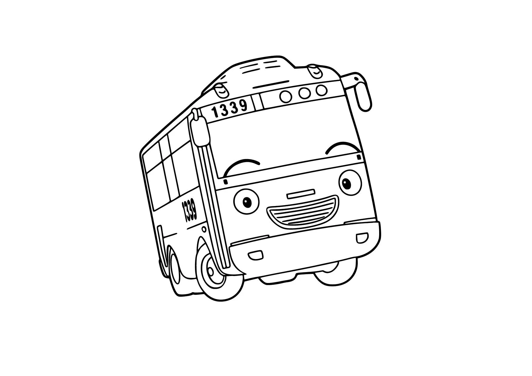 Gambar Mewarnai Bus Gani yang Ceria