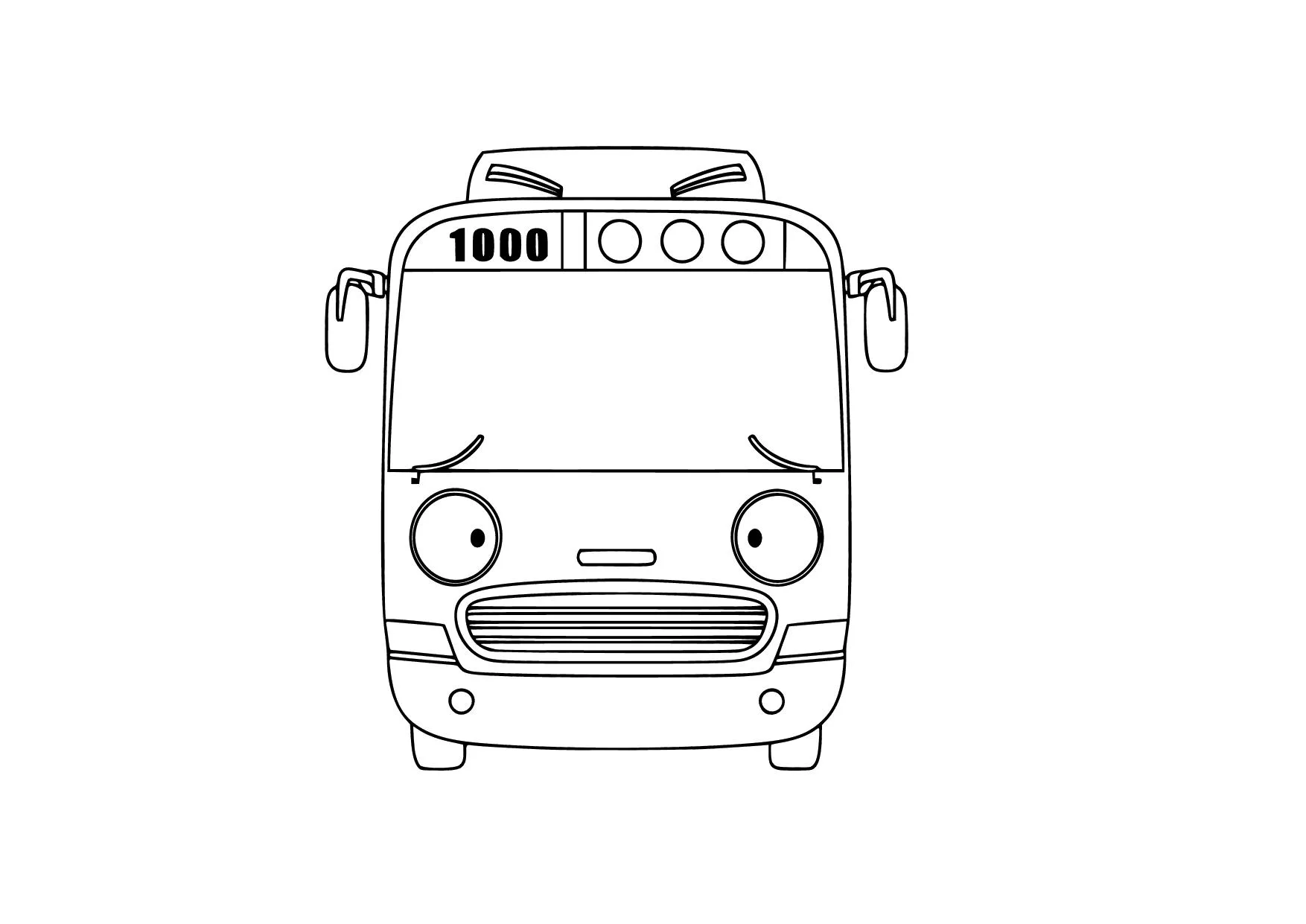 Gambar Mewarnai Bus Rogi sedang Panik