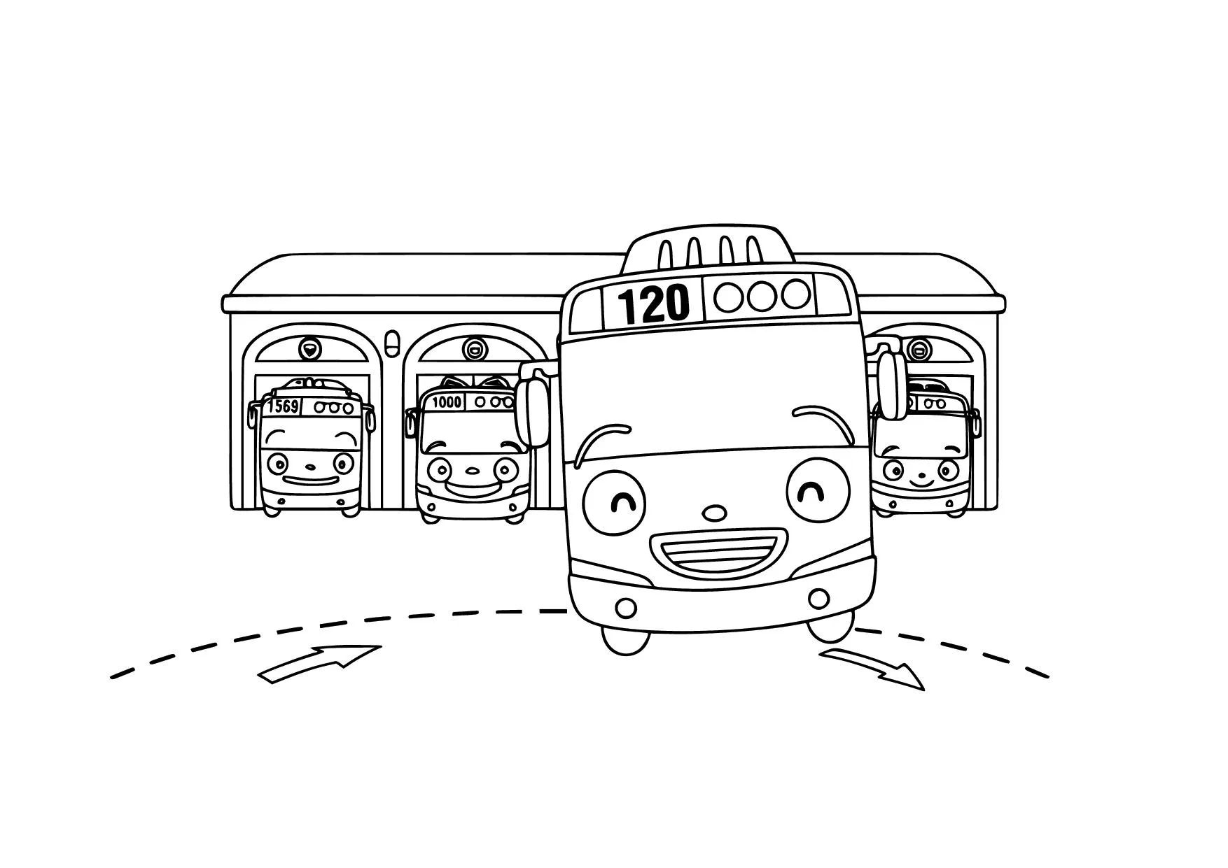 Gambar Mewarnai Garasi Bus Kota