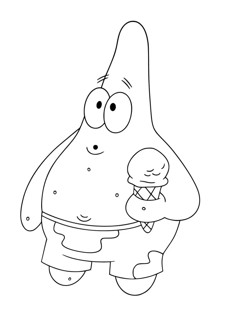 Gambar Mewarnai Patrick Makan Es Krim