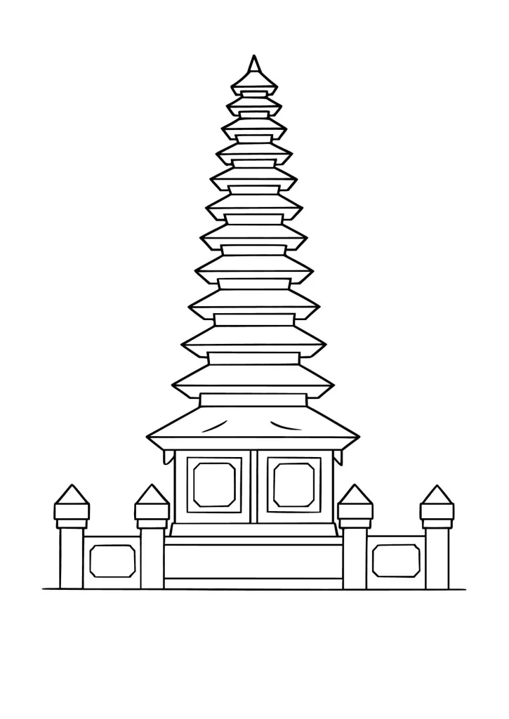 Gambar Mewarnai Pura Meru Bali