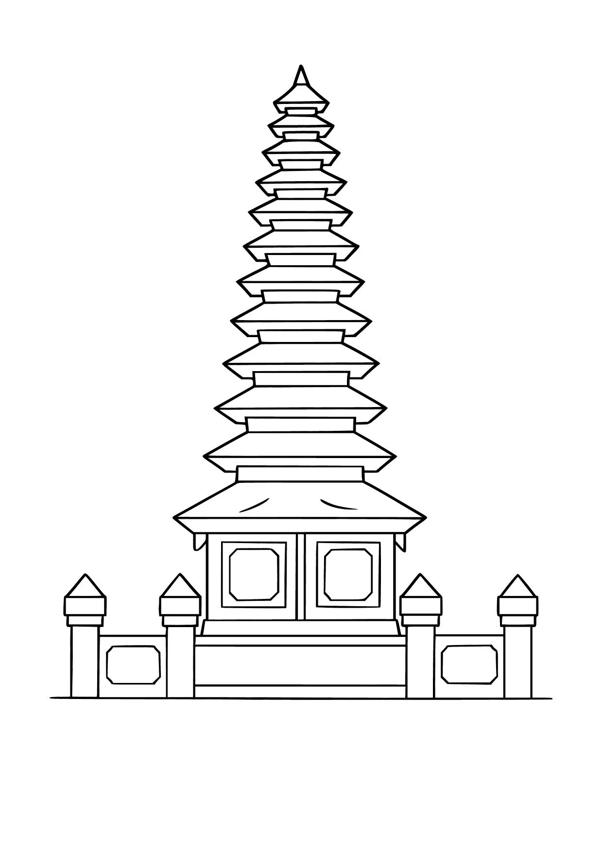 Gambar Mewarnai Pura Meru Bali
