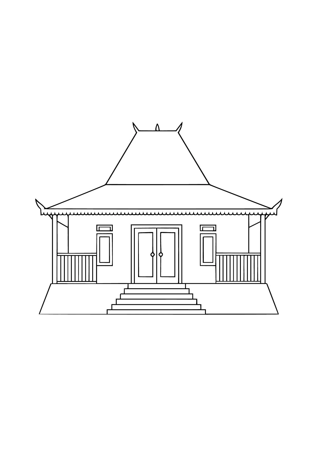 Gambar Mewarnai Rumah Adat Joglo